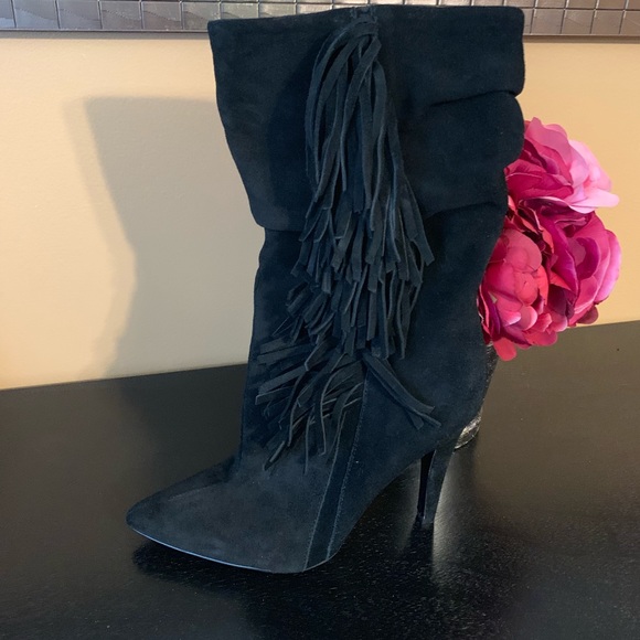 COPY - Black fringe suede boots - Picture 1 of 6